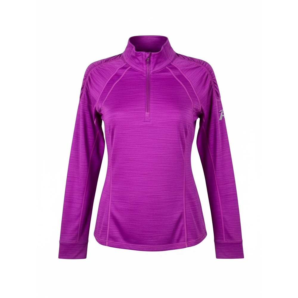 Athleta Womens Purple Space Dye Quarter Zip Pullover Long Sleeve Top Large